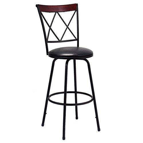 COSTWAY Swivel Bar Stool PU Leather Steel Counter Height Modern Bistro Pub Chair