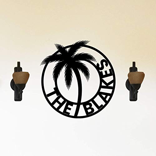 Unique Palm Tree Themed Steel Personalized Metal Wall Sign Wall Art Customized with Last Name - Indoor or Outdoor