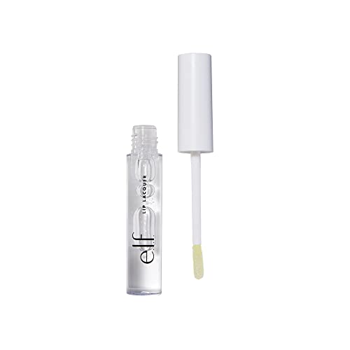 e.l.f. Lip Lacquer, Nourishing, Non-Sticky Ultra-Shine Lip Gloss With Sheer Color, Infused With Vitamins A & E, Vegan & Cruelty-Free, Clear