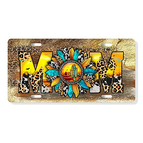 Vanity Decorative Front License Plate - Cute Car License Plate Made in the USA - Aluminum Metal Plate - Premium Quality Car Plate with 4 Mounting Holes - Front Plate for Car (Desert Mom)