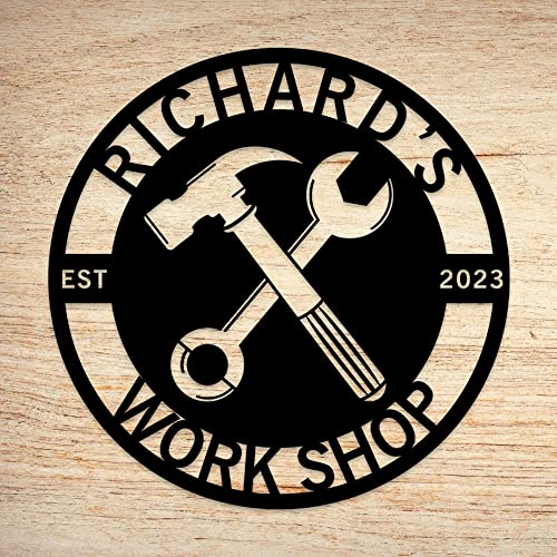 Personalized Workshop Metal Sign, Custom Sign Outdoor Metal, Personalized Garage Sign, Custom Papas Workshop Metal Sign, Metal Name Sign Personalized,Fathers Day Gift,Papa Gifts,Birthday Gifts for Dad