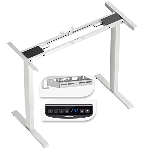 COSTWAY Dual Motor Electric Standing Desk Frame, Ergonomic Width & Height Adjustable Sit-to-Stand Workstation Base w/Memory Controller & Anti-Collision Protection for Home Office (Frame Only) (White)