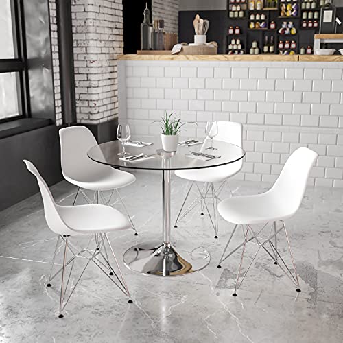 Flash Furniture Hills 39.25'' Round Glass Table with 29''H Chrome Base