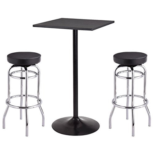 COSTWAY Bar Table Stools Set Bistro Pub Table Set w/Retro Nostalgic Style Bar Stool