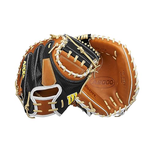 Wilson 2024 A2000 M23SS 33.5” Baseball Catcher’s Mitt - Right Hand Throw, Black/Blonde/White