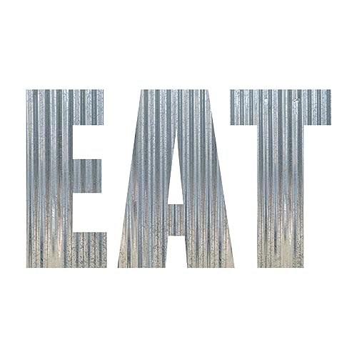 EAT Metal Letters Corrugated Galvanized Metal Word Business Sign Home Décor Kitchen Pantry Dining Room Restaurant Decorations (9 Inch)