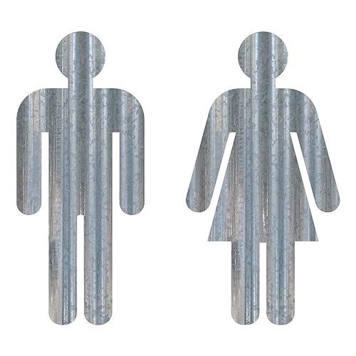 Bathroom People Corrugated Galvanized Metal Sign (9 Inch, MALE)