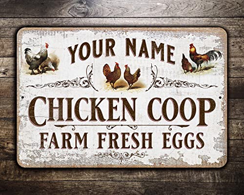 Custom Chicken Coop Sign, Vintage Design, Personalized (12 x 18)