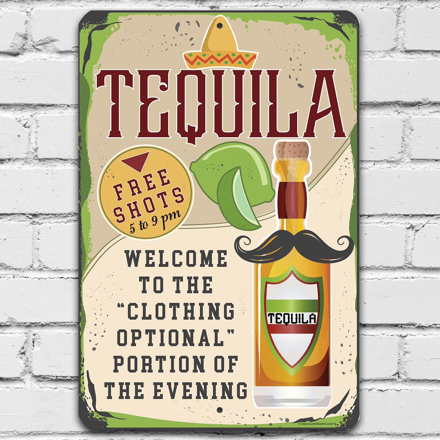 Tequila Metal Sign - Great for Home Bar Decor, Man Cave and She Shed Display, Funny Alcohol Sign for Home Kitchen and Dining Room, 8x12 Use Indoors or Outdoors Durable Metal Sign