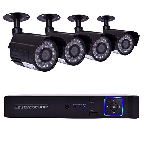 COSTWAY 720P Home Video Security Camera System, Support 4TB Hard Drive, 4 Chanel Outdoor/Indoor Surveillance Camera IP66 Waterproof with Night Vision