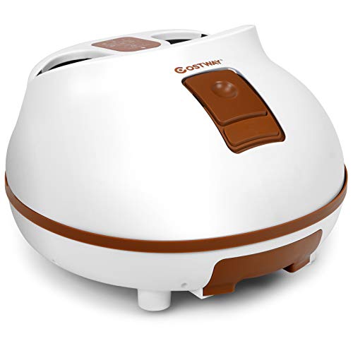 COSTWAY Steam Foot Spa Bath Massager, Foot Sauna Care, No Water Pouring, with Electric Massage Rollers, 3 Level Fast Heating, and Timer Setting (Brown)