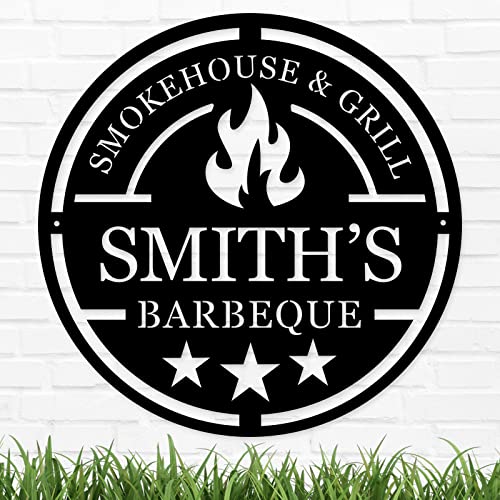 Personalized Metal Grilling Sign Custom Metal Grill Sign Personalized Grilling Gifts for Dad, Grandpa, Papa Custom Metal BBQ Smoker and Grill Sign