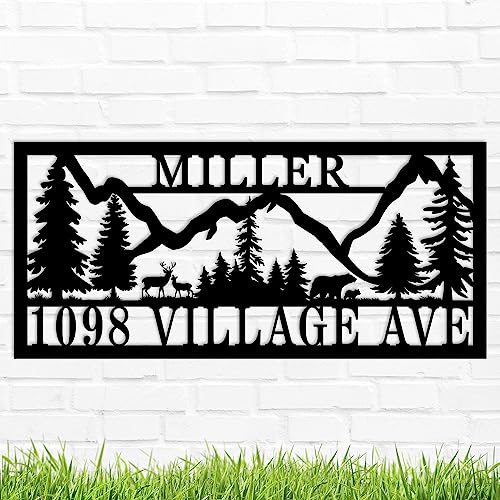 Custom Metal Mountain Peak Address Sign Custom Last Name Address Plaque Personalized House Number Sign Custom Metal Address