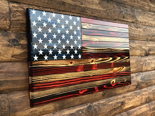 Rustic Wooden American Flag (Medium 36" x 18")