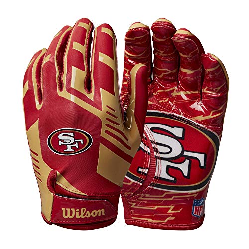 Wilson NFL Stretch Fit Football Gloves - Youth, San Francisco 49ers