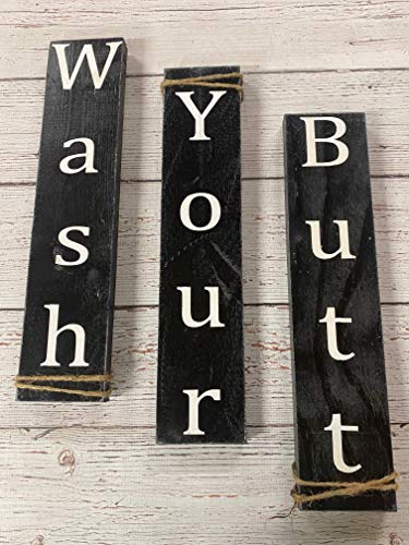 Funny Bathroom Signs Wash Your Butt Valentines Day Gift for Her Farmhouse Decor Rustic Wall Art Soak Wash Relax Housewarming