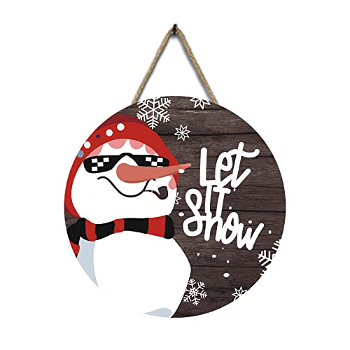 GLLBTPT Christmas Wooden Hanging Sign Door Decoration,Merry Christmas Welcome Sign Front Door with Snowman for Christmas Home Window Wall Farmhouse Indoor Outdoor (M80205Q)