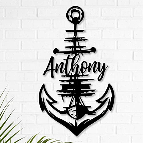 Custom Family Name Sign Personalized Last Name Sign Metal Monogram Letters Wall Art Name Signs for Home Decor Metal Established Sign Initial Letter Monogram Sign Housewarming Gift (Sailing Boat)