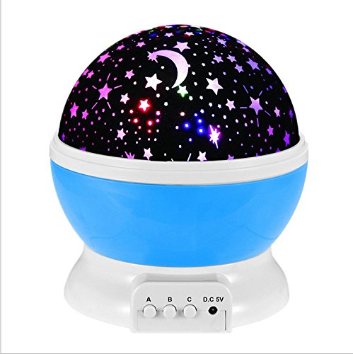 E&A Baby Night Light Moon Star Projector Lamp 360 Degree Rotation 4 Color Changing