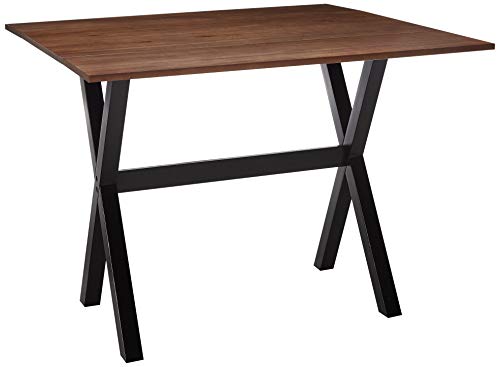 Nathan James Kalos Solid Wood Drop Leaf Folding Kitchen Farmhouse Room or Space Saving Console Desk, Rustic, Dining Table, Walnut/Black