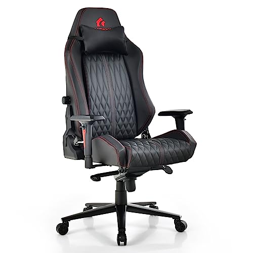 COSTWAY Gaming Chair, Ergonomic Video Game Chair w/Adjustable Lumbar Support, 4D Armrests & Headrest, High Back Swivel Racing Gamer Chair, PU Leather Computer Office Chair for Adult Teen