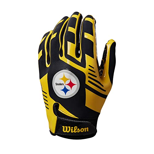 Wilson NFL Stretch Fit Football Gloves - Adult, Pittsburgh Steelers