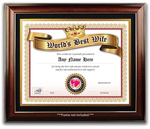 Personalized World's Best Wife Award Certificate - Funny Gag Gift Diploma Valentine Anniversary Card