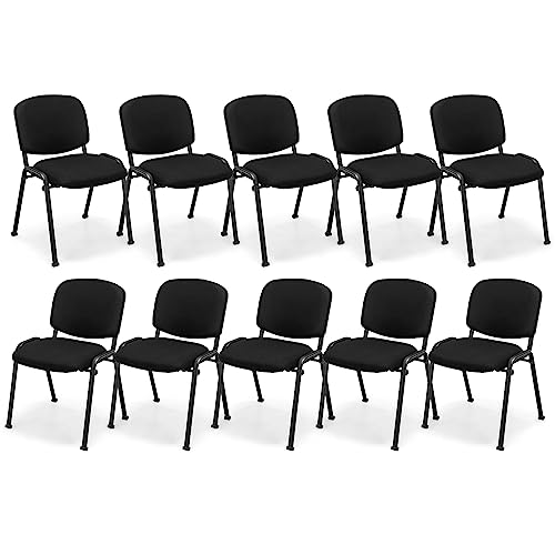 COSTWAY Guest Reception Chairs Set of 10, Stackable Conference Chairs with Upholstered Seat & Ergonomic Back, Waiting Room Chairs for Office, Reception Room, Conference Room, Events