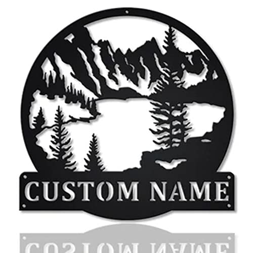 Personalized Mountain Lake Metal Sign,Mountain Lake Wall Art Decor, Custom Name Sign Decoration Home Inside Outside, Housewarming Gift,Sport Gift, Gift For Him