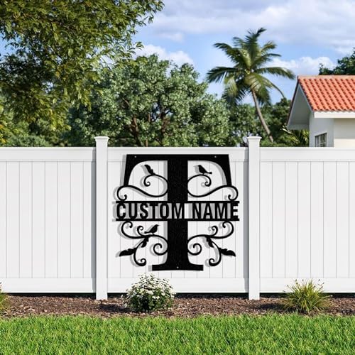 Custom Metal Signs Metal Name Sign Metal Wall Art Split Letter Monogram Wall Decor Metal Wall Art Last Name Sign Family Name Sign Personalized Wedding Gift Fire Pit Sign Outdoor Decor Cabin Sign - T