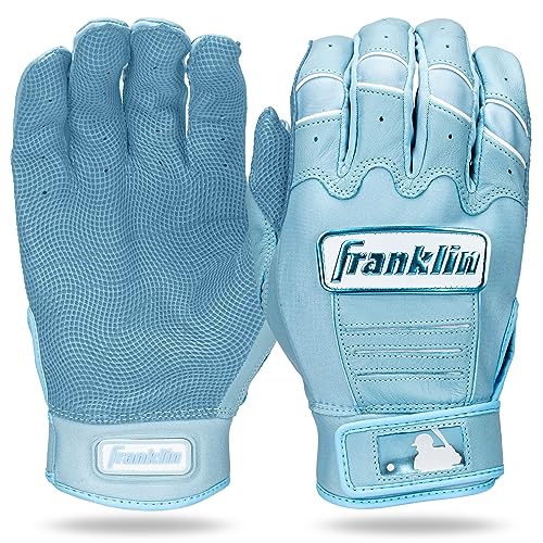Franklin Sport MLB Baseball Batting Gloves - CFX Pro Adult + Youth Batting Gloves Pair - Baseball + Softball Batting Gloves - Carolina Blue Highlight - Adult Large