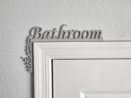 Bathroom Door Topper | Over The Door Sign | Bathroom Sign | Airbnb Sign (Left Side Gray)