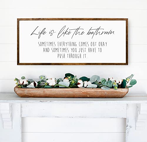 20x48 inches, Life is like a bathroom | wall decor | farmhouse decor | bathroom wall decor | bathroom wall art | bathroom art | bathroom signs | farmhouse bathroom decor | bathroom decor