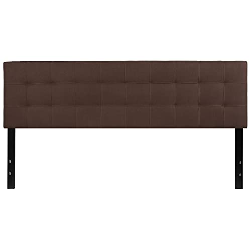 Flash Furniture Bedford Tufted Upholstered King Size Headboard in Dark Brown Fabric