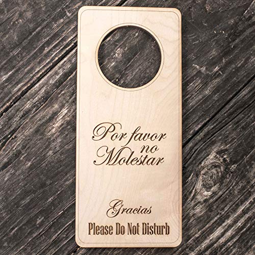 Spanish Language - Please Do Not Disturb - Door Hanger - Raw Wood 9x4