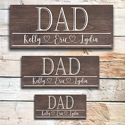 Dad Sign | Great Father's Day Gift! | Personalized Dad Gift | Dad Gift Ideas | Kids Name Sign | Custom Wood Sign | Rustic Wood Sign | Ready to Hang! (5.5x12, Kona)