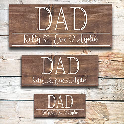 Dad Sign | Great Father's Day Gift! | Personalized Dad Gift | Dad Gift Ideas | Kids Name Sign | Custom Wood Sign | Rustic Wood Sign | Ready to Hang! (10x24, Carrington)