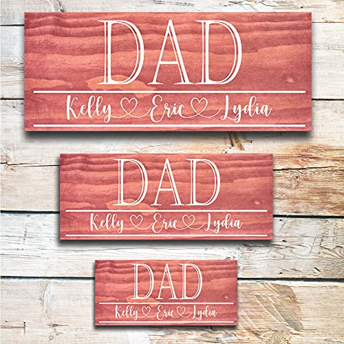 Dad Sign | Great Father's Day Gift! | Personalized Dad Gift | Dad Gift Ideas | Kids Name Sign | Custom Wood Sign | Rustic Wood Sign | Ready to Hang! (5.5x12, Barn Red)