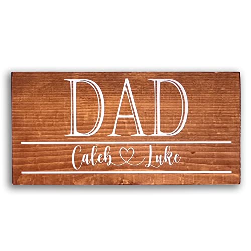 Dad Sign | Great Father's Day Gift! | Personalized Dad Gift | Dad Gift Ideas | Kids Name Sign | Custom Wood Sign | Rustic Wood Sign | Ready to Hang! (5.5x12, American Walnut)