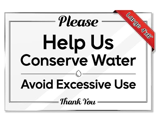 Airbnb Essentials For Hosts - Help Us Conserve Water - 10-Pack 4"x6" Acrylic Sign w/Mounting Tape -Guest Bathroom Sign -Rental Home Necessities Guest Bathroom Door Signs -Home Must Have Kitchen Signs