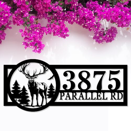 Custom Deer Address Sign, Personalized Metal House Number Sign with Street Name Sign, Address Plaque Metal Decor, Housewarming and Hunter Gift