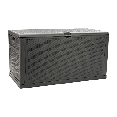 Flash Furniture 120 Gallon Plastic Deck Box - All-Weather Patio Storage and Organization for Throw Pillows, Pool Toys or Garden Tools