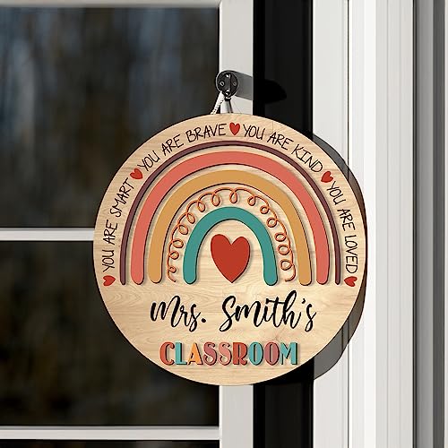 Personalized Teacher Name Door Sign 8" 10" 12" 14", Teacher Gifts, Teacher Back To School Gift, Classroom Door Hanger, Teacher Sign, Classroom Welcome Sign (110-5)