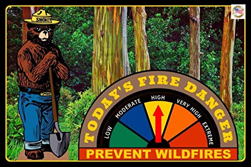 Smokey Bear Adjustable Working Gauge Sign 8"x12" Made In USA All Weather Metal. Adjust Gauge For Changing Fire Safety Conditions! U.S. Forest Service Officially Licensed Product!