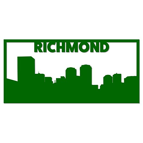 Richmond Skyline Silhouette Laser Cut Solid Metal Decorative Home Accent Wall Sign Hanging - 20 Inch - Dark Green