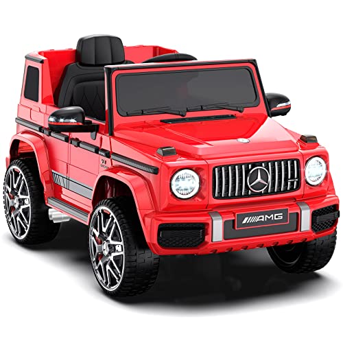 Licensed Mercedes-Benz G63 Car for Kids, 12V Ride on Car w/Parent Remote Control, Low Battery Voice Prompt, LED Headlight, Music Player & Horn, Soft Start, Kids Electric Vehicle, Red