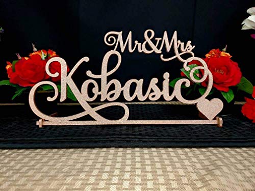 Mr and Mrs sign Personalized with Last Name Custom Wedding Sweetheart Table Decor Wedding Name Sign SAM FONT