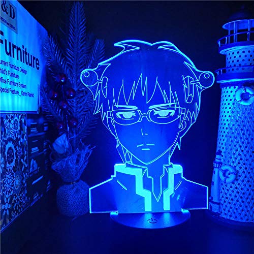 3D LED Night Light,Life of Saiki K Led Anime Lamp Illusion Nightlights Color Changing Table Lamp for Boys and Girls(Remote Control)