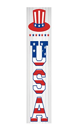 Twisted R Design USA Patriotic Sign - Unique Vertical 4th of July Decor Wooden Sign, 24" Hanging/Standing Farmhouse Decor, Directly Printed Home Decorations For the 4th of July, Cozy Wall Decor, 2ft