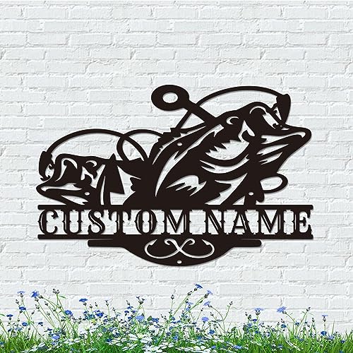 Personalized Metal Deer Wall Decor Deer Metal Wall Art Rustic Deer Custom Name Metal Sign Metal Fishing Decorations Outdoor Metal Deer Signs Personalized Housewarming Gifts Christmas Gifts (Design 9)